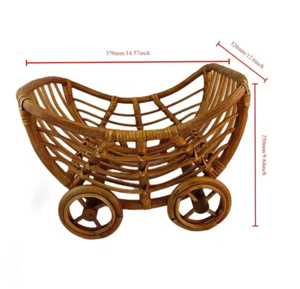 Muebles para fotografía de recién nacidos, carrito vintage de ratán para bebé, totalmente hecho a mano, sillón reclinable para posar fotos, accesorios para sesión de fotos en estudio