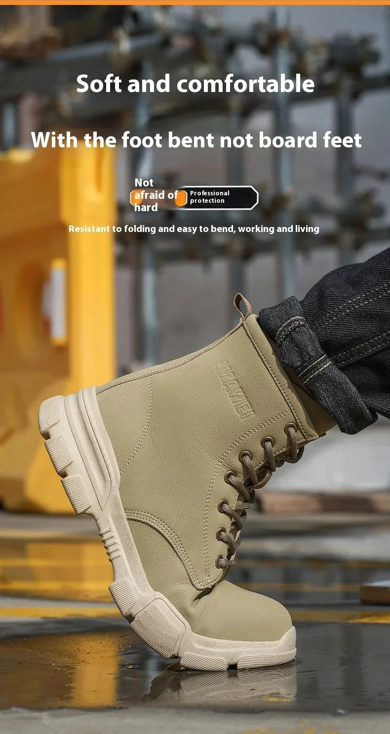 Anti-spark Welder Shoes Men's High Top Work Safety Boots Puncture Proof Construction Safety Shoes Men Platform Boots