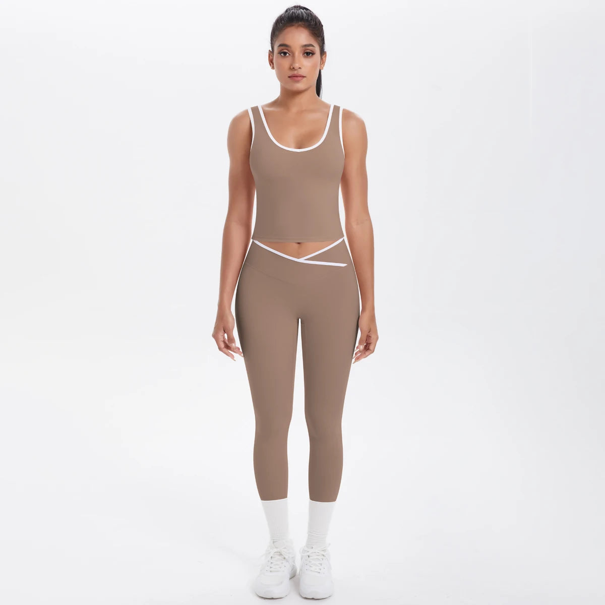 Conjunto de 2 piezas de pantalones de yoga con espalda descubierta y leggings para correr, de cintura alta, con estampado de melocotón y glúteos, para fitness y deportes.