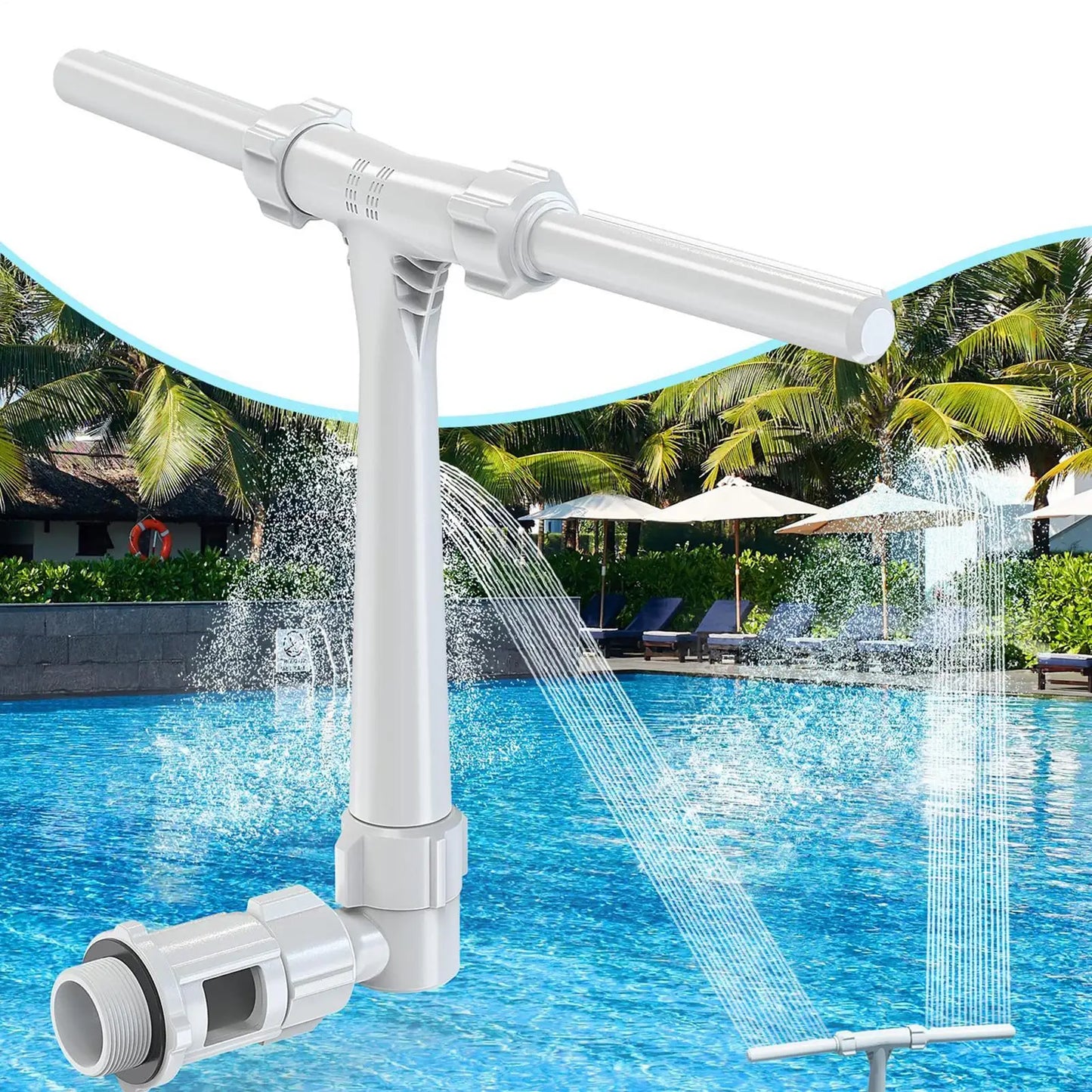 Fuente de agua para spa de piscina, fuente rociadora de piscina, cascada con doble chorro, accesorios para piscinas subterráneas