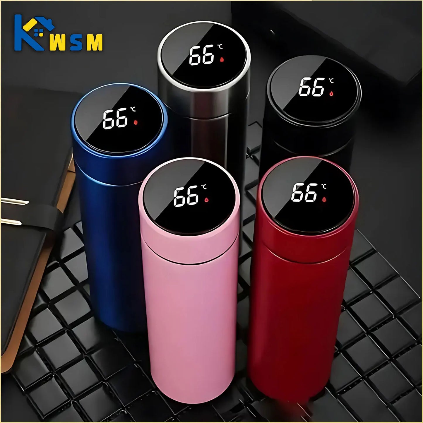 Termo de acero inoxidable dividido de 500 ml con pantalla de temperatura, aislado al vacío, ideal para exteriores, regalo para el Día del Padre.