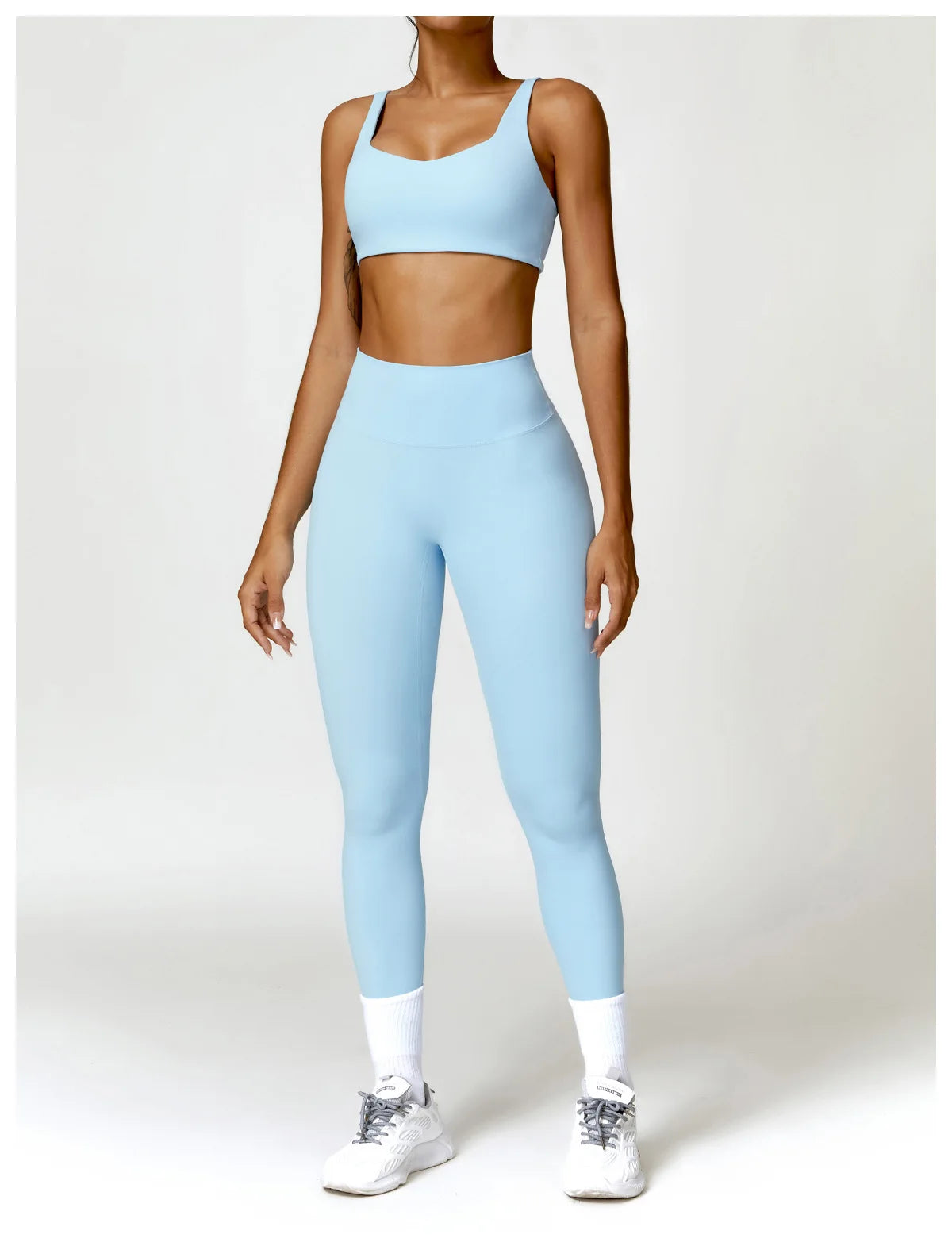 Conjunto de chándal de yoga para mujer, 2 piezas, ropa deportiva para entrenamiento, ropa deportiva, leggings de gimnasio, sujetador de fitness, top corto, trajes deportivos de manga larga