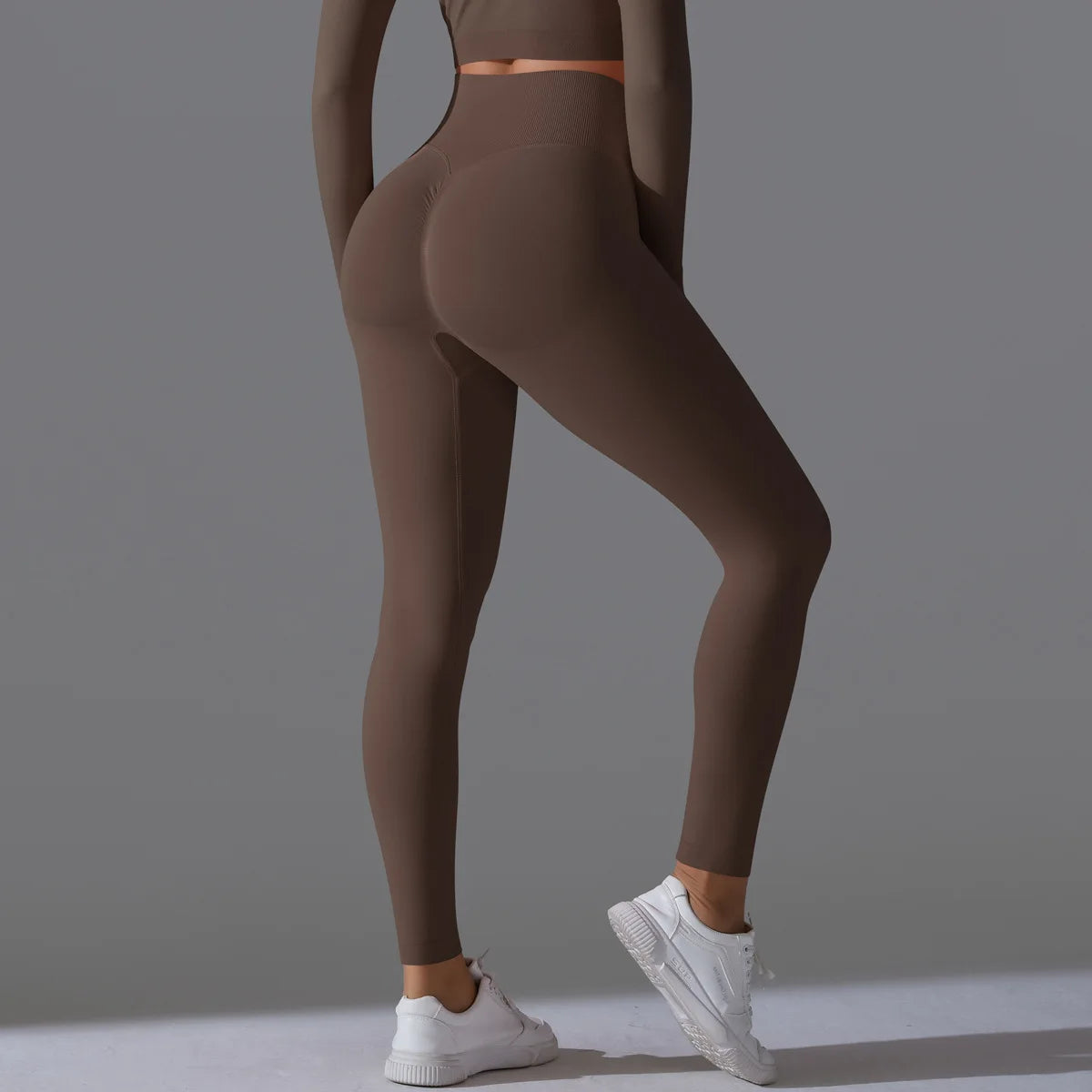 Leggings deportivos de yoga para mujer, sin costuras, cintura alta, elásticos, color sólido, para gimnasio, correr, secado rápido, realce y efecto moldeador.