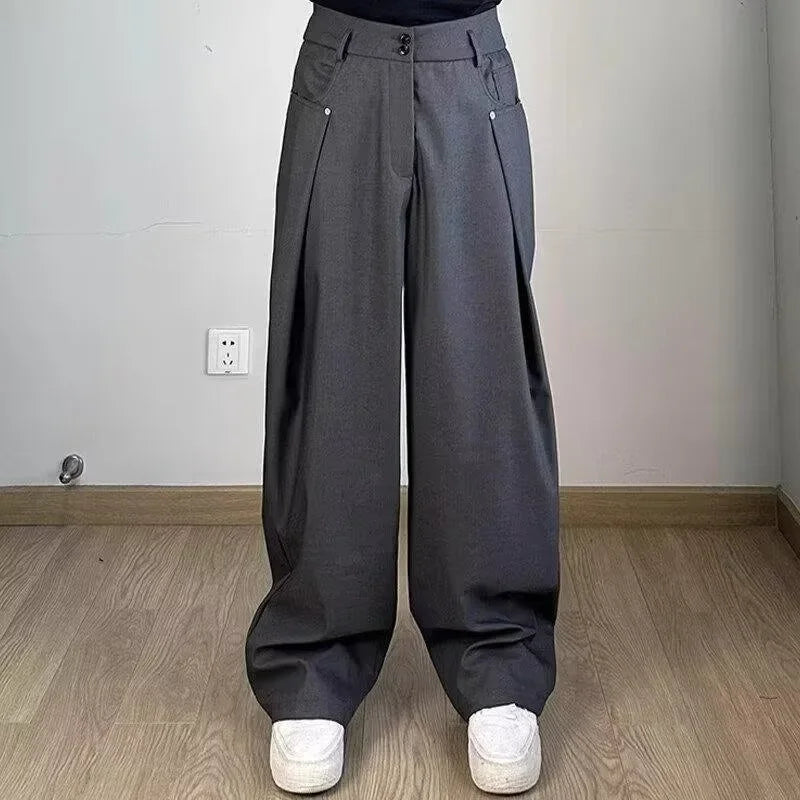 Pantalones casuales de verano para hombre, de lyocell fino, con sensación de hielo, de seershawn, de pierna ancha, holgados, rectos, cómodos y transpirables.