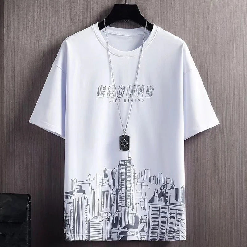 Conjunto informal de dos piezas para hombre, camiseta de manga corta y pantalones cortos, estilo veraniego, ropa deportiva y elegante.