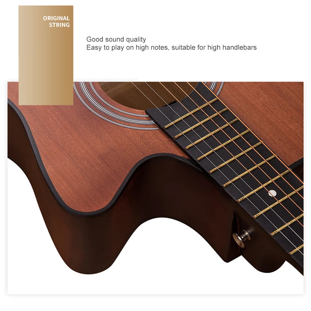Guitarra acústica de 38 pulgadas para estudiantes con kit de inicio, de tilo, para niños, niñas, adolescentes y principiantes.
