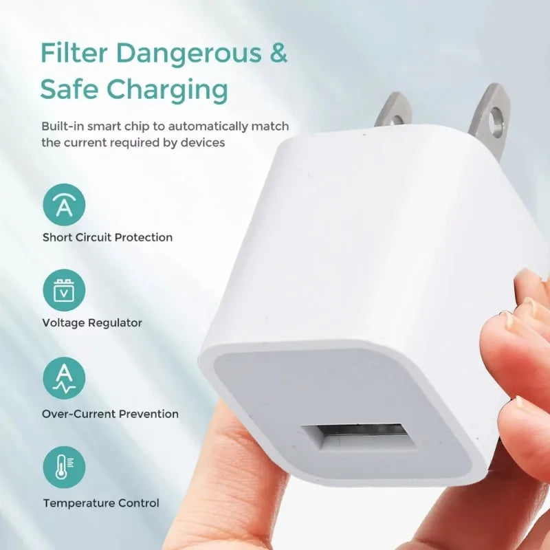 Cargador de teléfono de carga rápida USB para Apple iPhone 14, 13, 12 Pro Max, 11 Plus, adaptador de cargador de pared con enchufe estadounidense, adaptador de corriente para teléfono celular