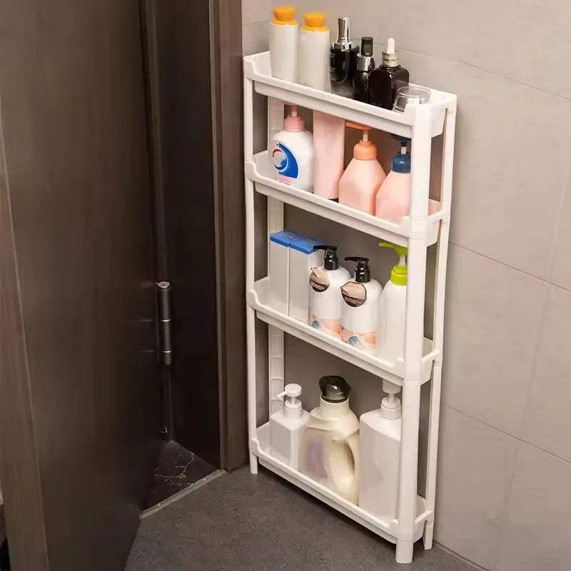 Armario de almacenamiento multicapa con puerta trasera, ahorra espacio y es ideal para baño y cocina, organización de armarios estrechos.