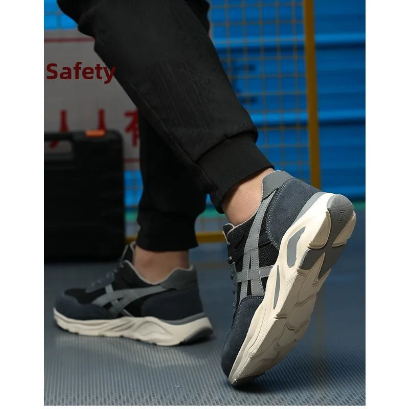 Nuevos zapatos de protección laboral ligeros y transpirables para hombres y mujeres, con puntera de acero antiaplastamiento y antipinchazos.