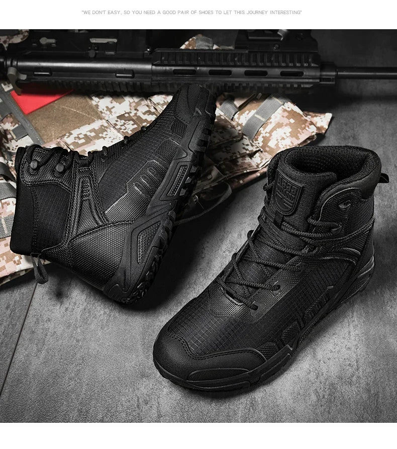 2024Men's Boots Outdoor Tactical mid-waist Boot Men's Hiking Shoes Non-slip Desert Combat Boots Men's Solid Color Snow Boots New