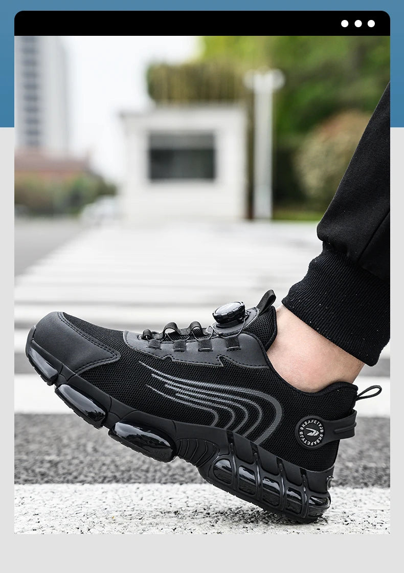 Small Size Rotary Buckle Work Safety Shoes For Men Air Soft Sole Lightweight Protective Work Sneakers Men and Women Shoes