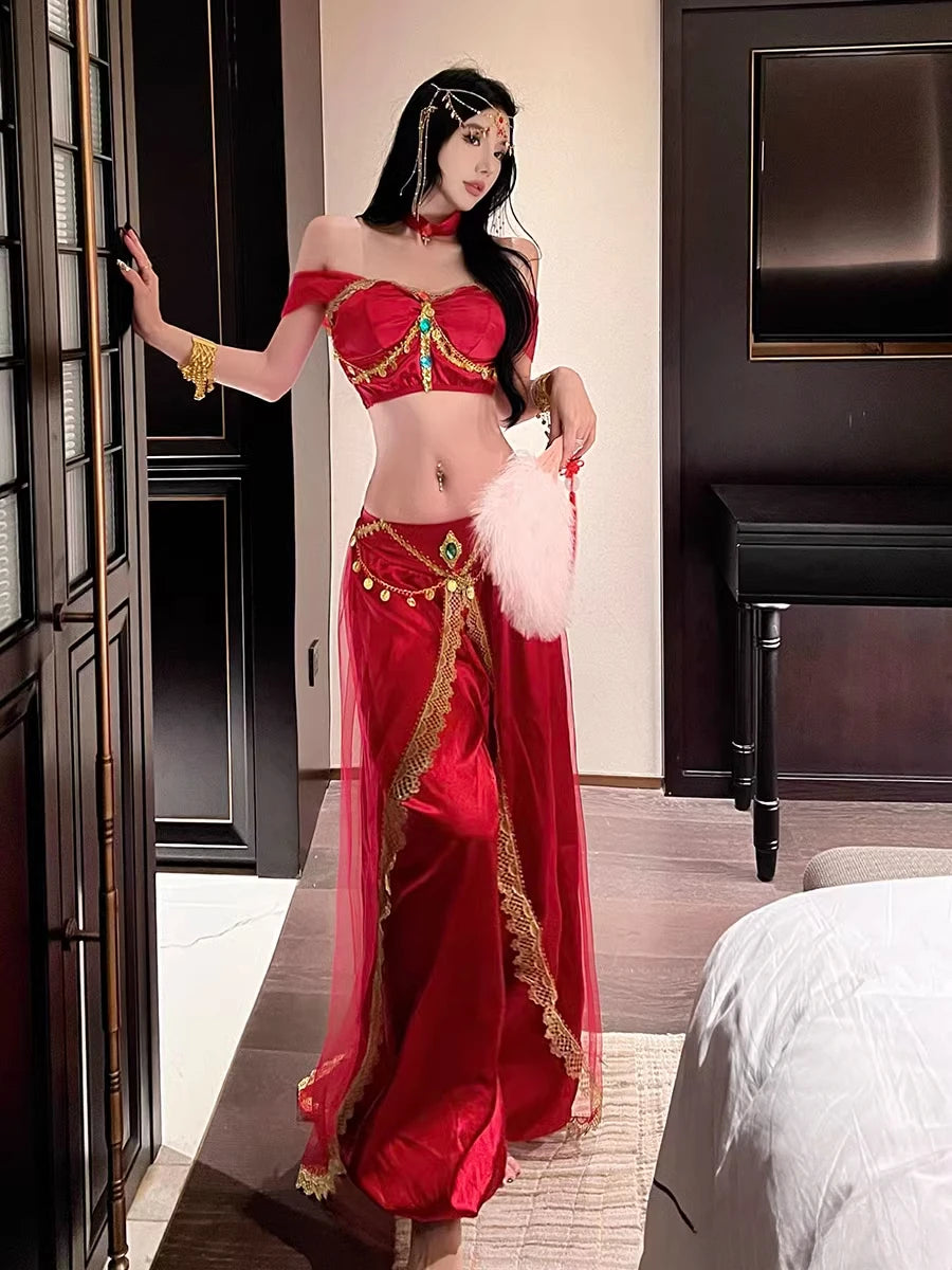 Role Playing Sexy Western Region Dancer Peacock Princess Greek Goddess Costume Hot Egyptian Indian Dancer Exotic Costume Stage
