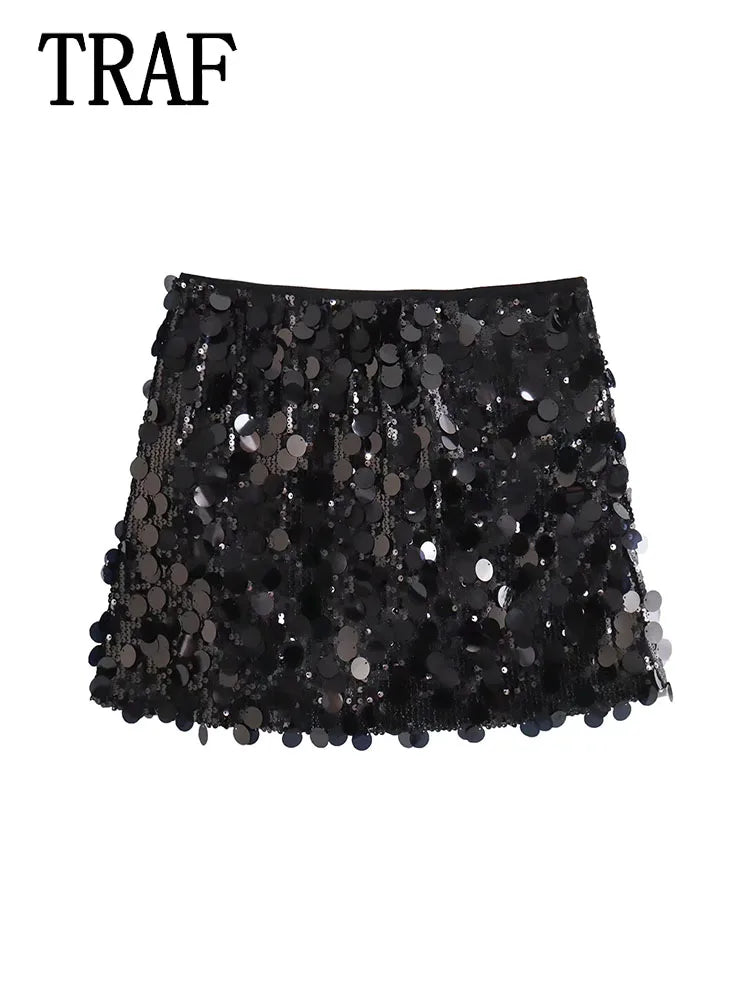 Minifalda sexy con lentejuelas, ropa sexy para mujer, estilo Y2k, metalizado plateado, ropa de calle, falda femenina, faldas de moda, falda