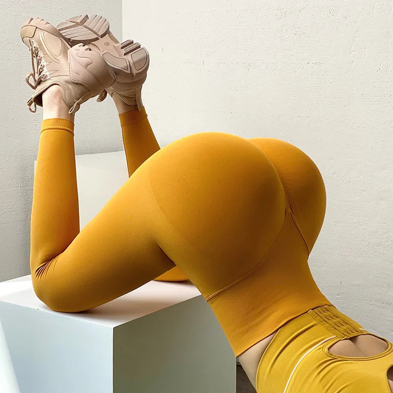 Women Yoga Leggings Hips Lifting Gym Leggings Seamless Sport Pants High Waist Fitness Leggings Bubble Butt Workout Running Pants