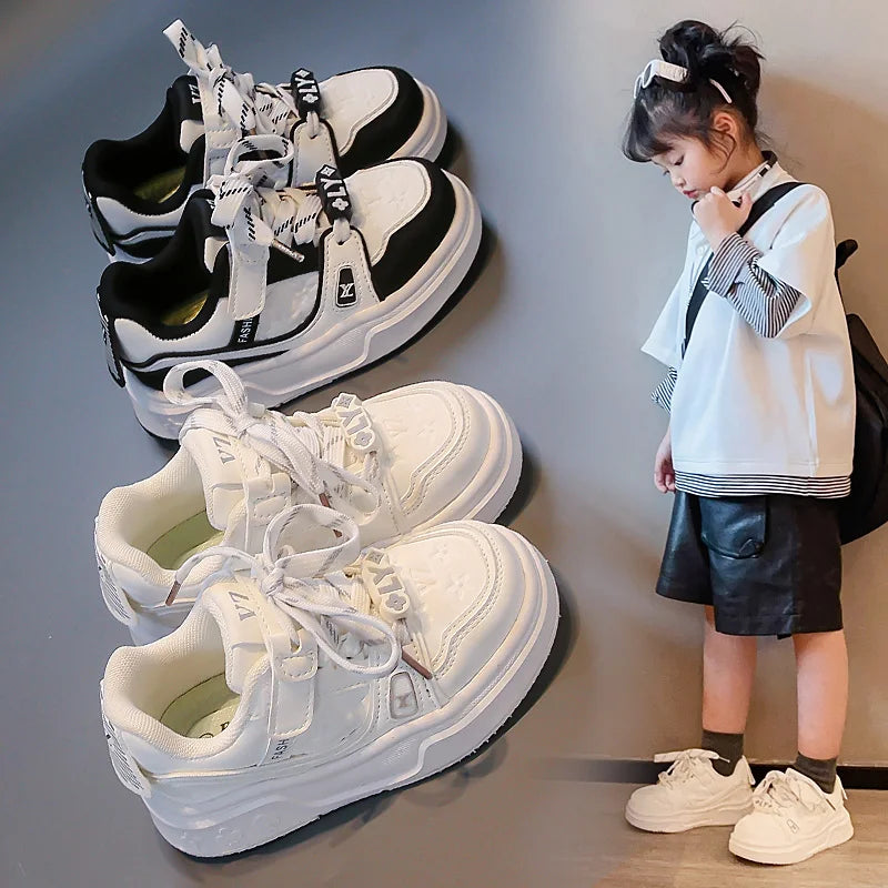 Zapatos para niños, zapatillas de correr antideslizantes, suela suave, cómodas, informales, planas, blancas