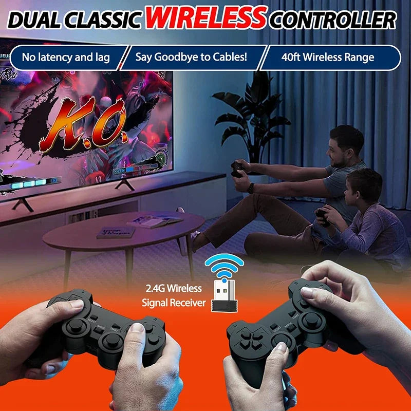 NUEVA consola de videojuegos con más de 20 000 juegos integrados, reproductor de juegos portátil retro, 64 GB, 4K, TV, mando inalámbrico de 2,4 GB