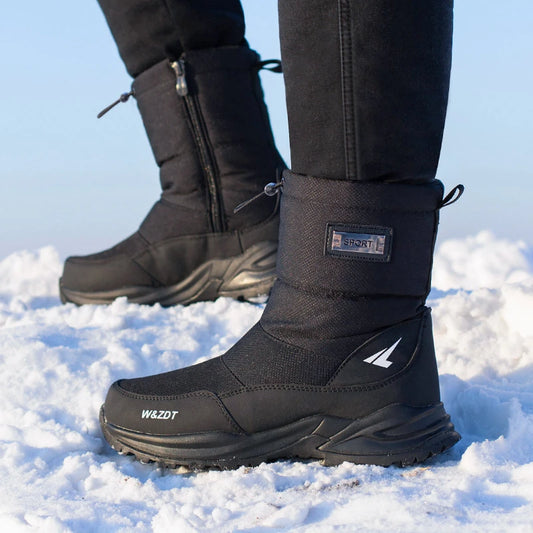 Botas de nieve altas antideslizantes para hombre, para deportes al aire libre, estilo noreste, gruesas, cálidas e informales, de algodón, con terciopelo impermeable.