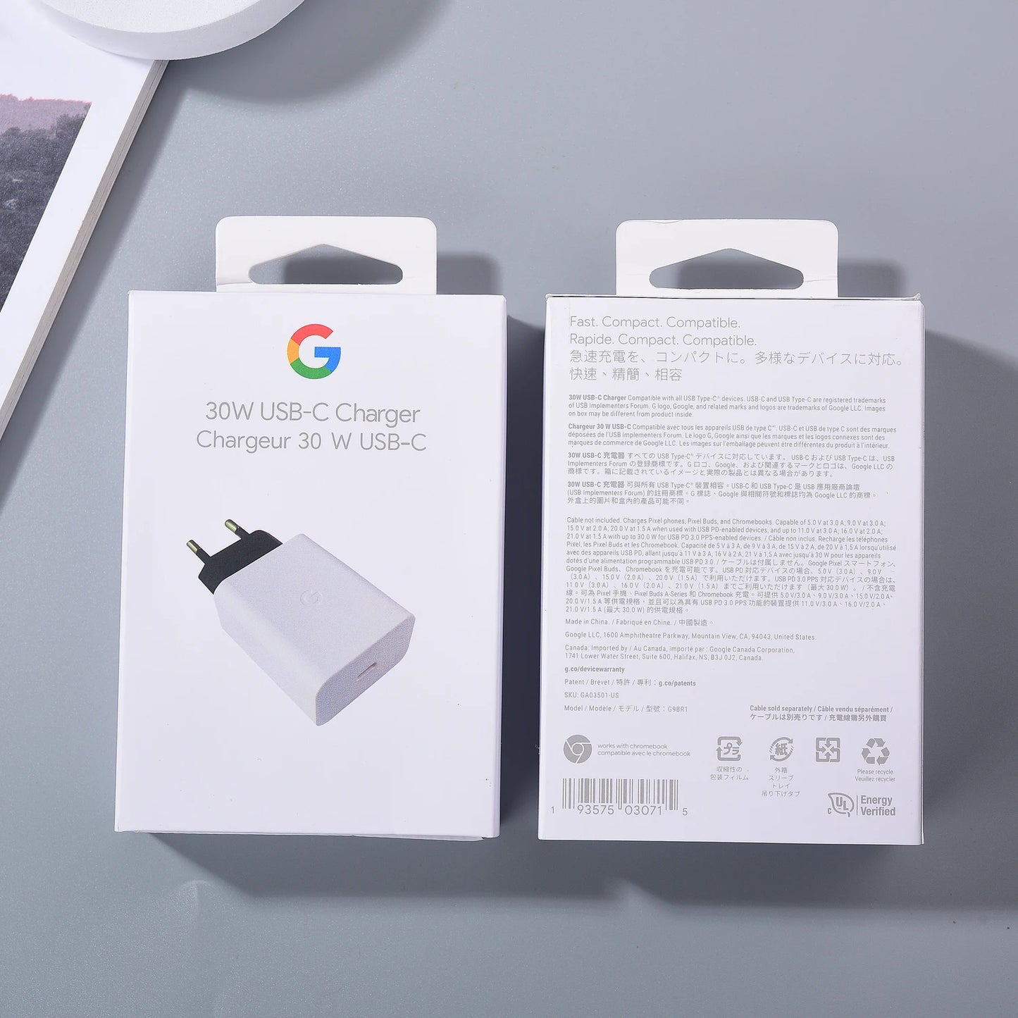 Cargador original de 30 W para Google Pixel 9, 8, 7, 6 Pro XL, 8 A, 7 A, carga rápida, enchufe UE/EE. UU., compatible con dispositivos USB-C.