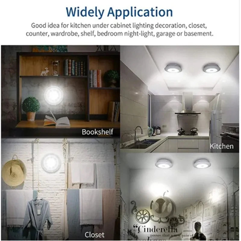 Luz LED regulable para debajo del gabinete con control remoto, funciona con pilas, luces LED para armarios, iluminación de baño, luz nocturna