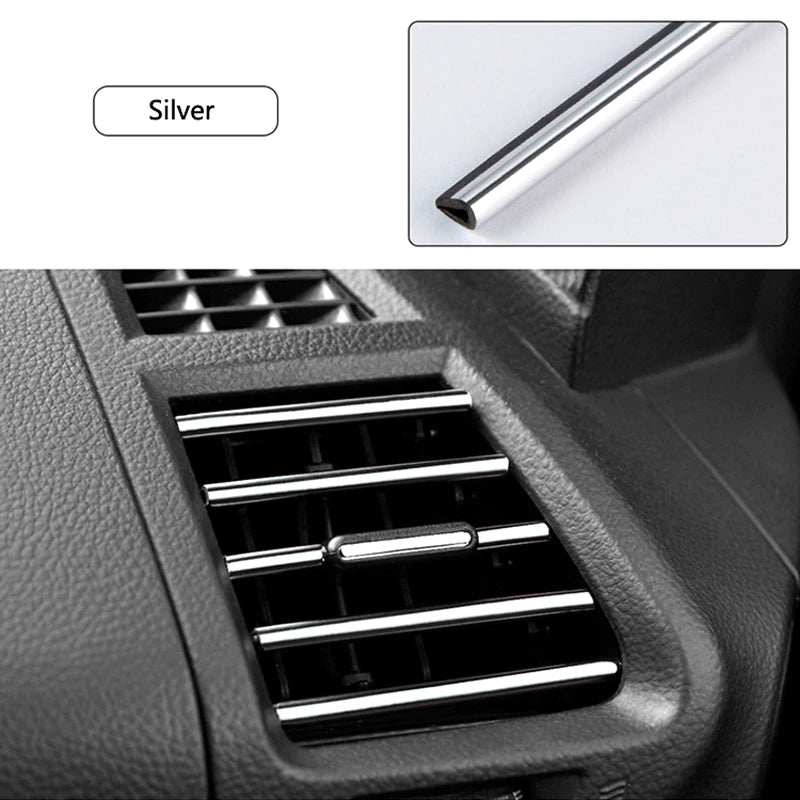 10 tiras decorativas suaves para salida de aire acondicionado de coche, accesorios para rejilla interior de coche, tira decorativa universal en forma de U.