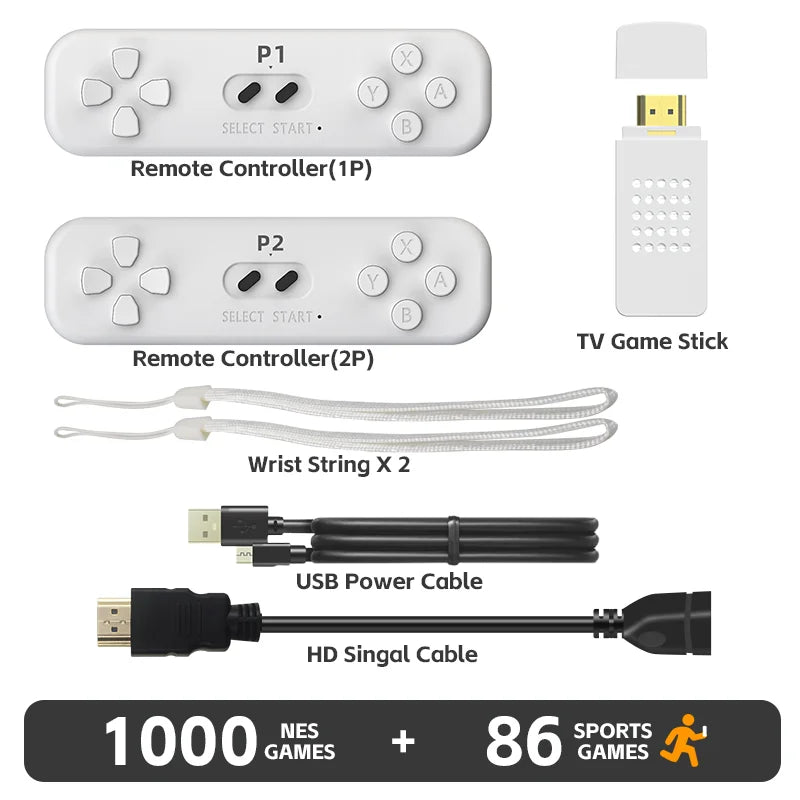 Juego retro con controlador inalámbrico de 2.4G, consola de juegos clásica con detección de movimiento 4k, videojuego integrado con 1000 juegos de NES.