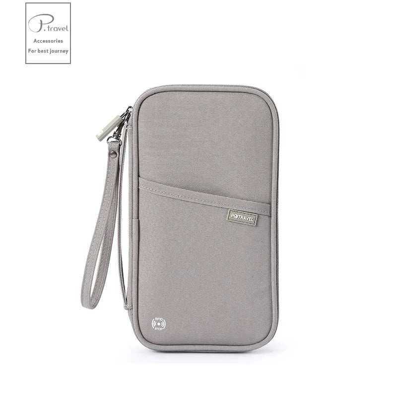 Cartera organizadora para pasaporte de viaje con tarjetero, estuche para documentos, bandolera familiar, bolsa para guardar billetes y efectivo para viajes al extranjero.