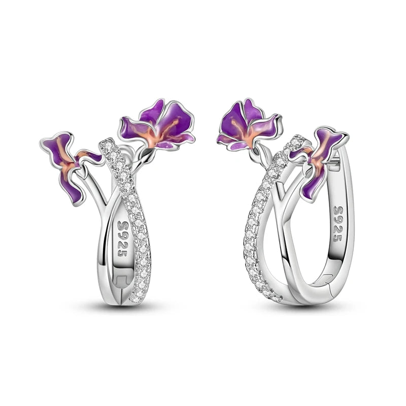 Pendientes de plata de ley 925 con diseño de mariposa, abeja, mariquita y flor de arcoíris para mujer, joyería de moda para fiestas de cumpleaños, regalos