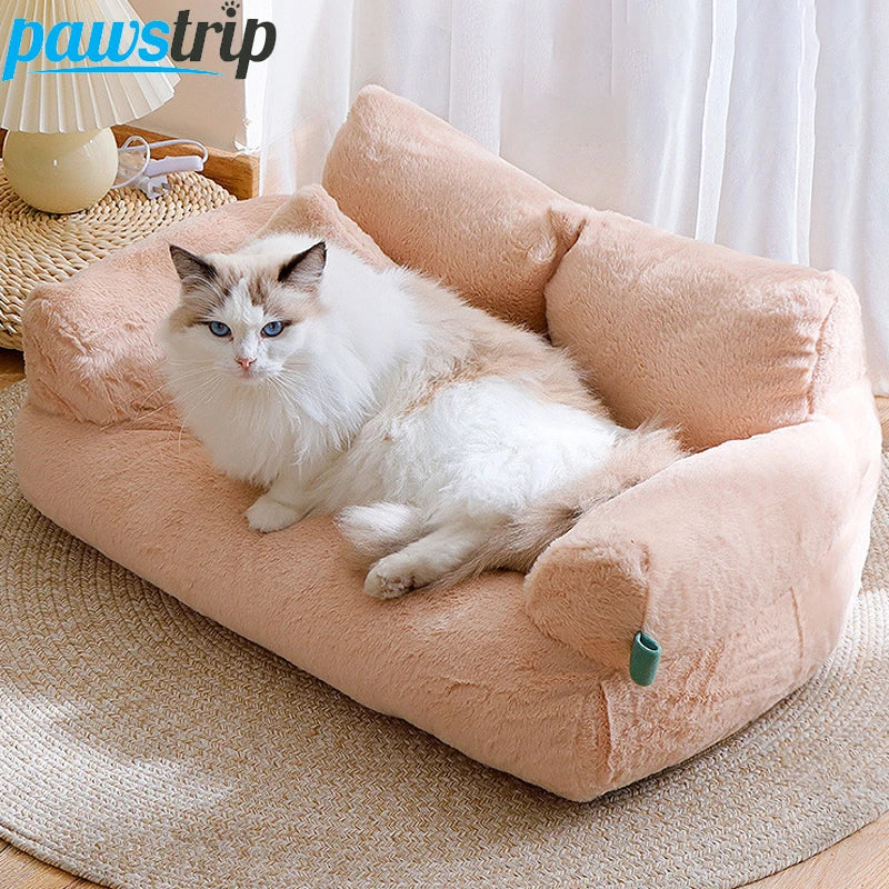 Cama de lujo para gatos, sofá cálido de invierno, nido para mascotas, para perros pequeños y medianos, cómoda cama de felpa para cachorros, suministros para mascotas