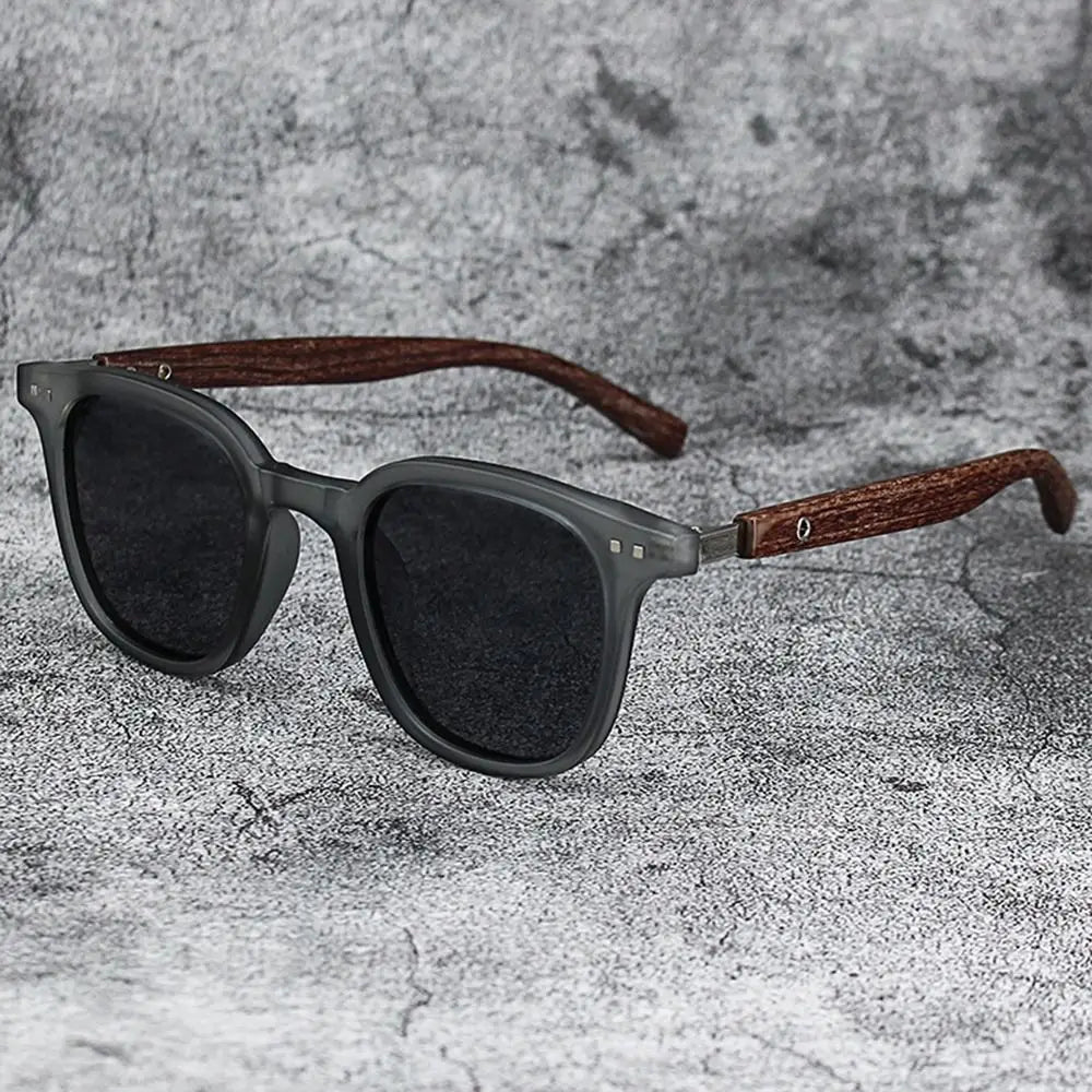 Gafas de sol modernas con vetas de madera retro para mujeres y hombres, nuevas gafas de sol con montura cuadrada, protección UV, gafas de ciclismo para exteriores y calle.