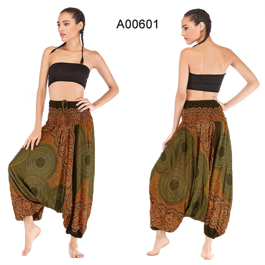 Bohemian Pants Women Pantalones Mujer Hippie High Waist Rayon Harem Baggy Boho Yoga Beach Wear Pour Femme Calca Feminina Printed