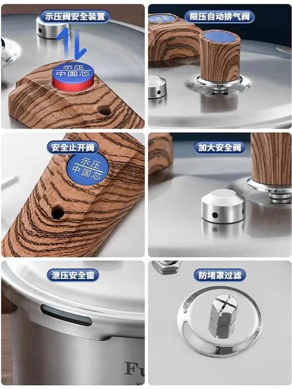 Olla a presión de acero inoxidable 304, tamaño pequeño, con fondo reforzado, segura y antiexplosión, compatible con gas e inducción, nuevo modelo.