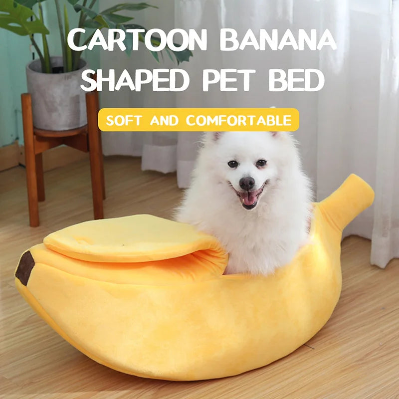 Cama tipo plátano para gatos, bonita, divertida y acogedora, cálida y duradera, portátil, para mascotas, cojín para perros, suministros para gatos, multicolor