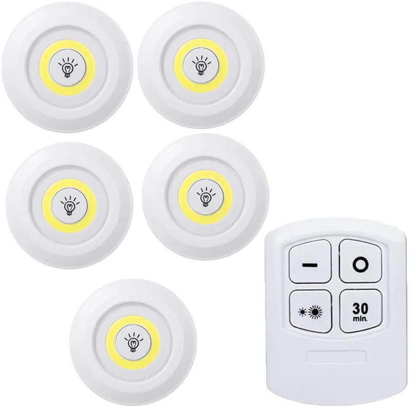 Luz LED regulable para debajo del gabinete con control remoto, funciona con pilas, luces LED para armarios, iluminación de baño, luz nocturna