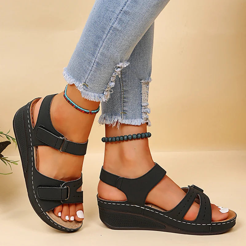 Sandalias de verano para mujer, suaves, de playa, con cuña, elegantes, para mujer