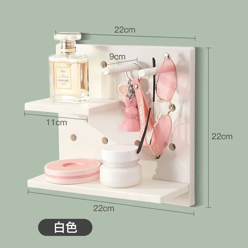 Estantes de pared para decoración del hogar, estantes de almacenamiento de pared con agujeros para cocina, dormitorio, estantes colgantes, decoración de pared