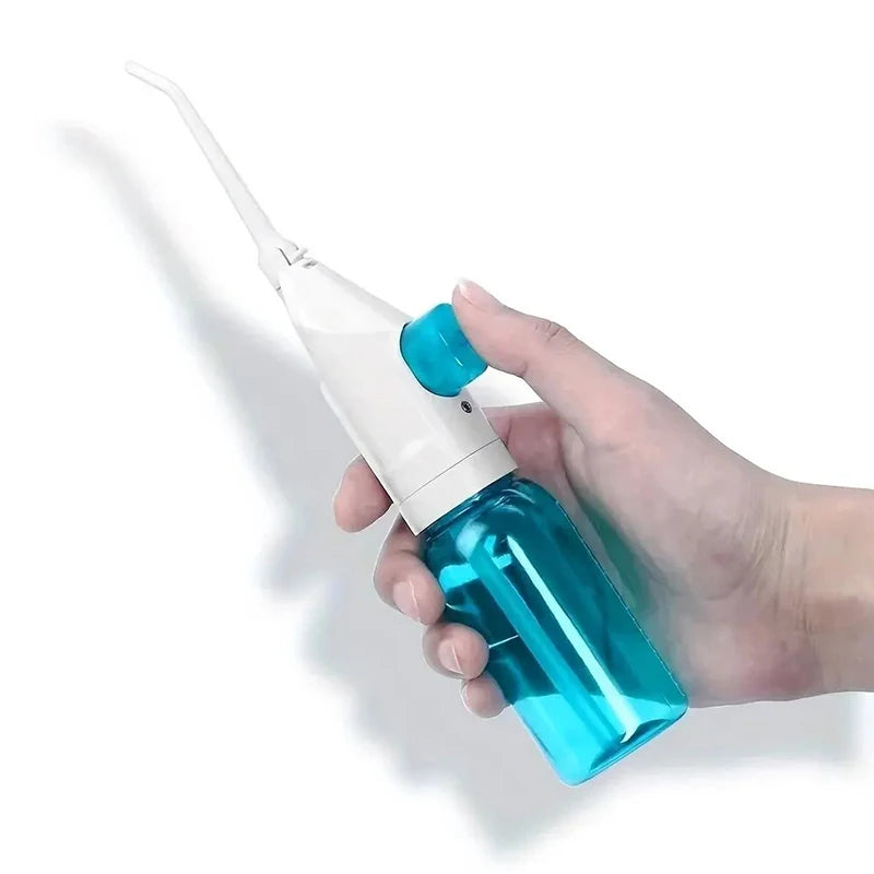 Irrigador bucal de alta presión para el hogar, portátil, con agua limpia, hilo dental, palillo de dientes manual de alta presión (2024)