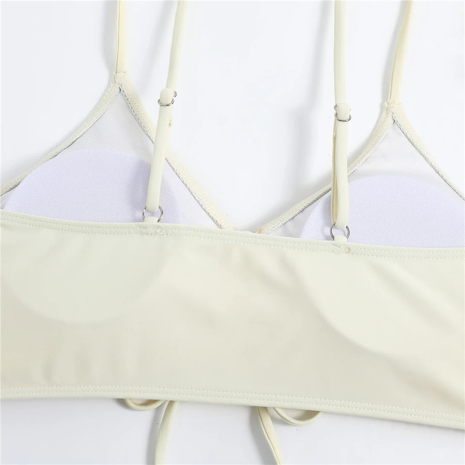 Bikini con cordón y estampado tropical para mujer, traje de baño de cintura alta con lazo frontal, pantalones cortos, traje de baño sexy para mujer, ropa de playa de verano
