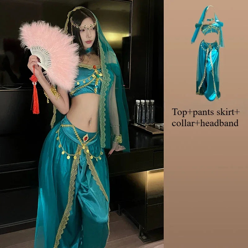 Role Playing Sexy Western Region Dancer Peacock Princess Greek Goddess Costume Hot Egyptian Indian Dancer Exotic Costume Stage