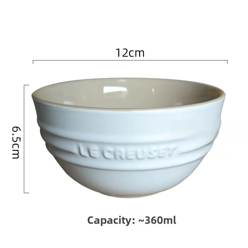 Cuenco de porcelana esmaltada de colores fríos Le Creuset, cuenco de arroz, cuenco para sopa con cara de arcoíris, cuenco francés con diseño de mono redondo para uso doméstico