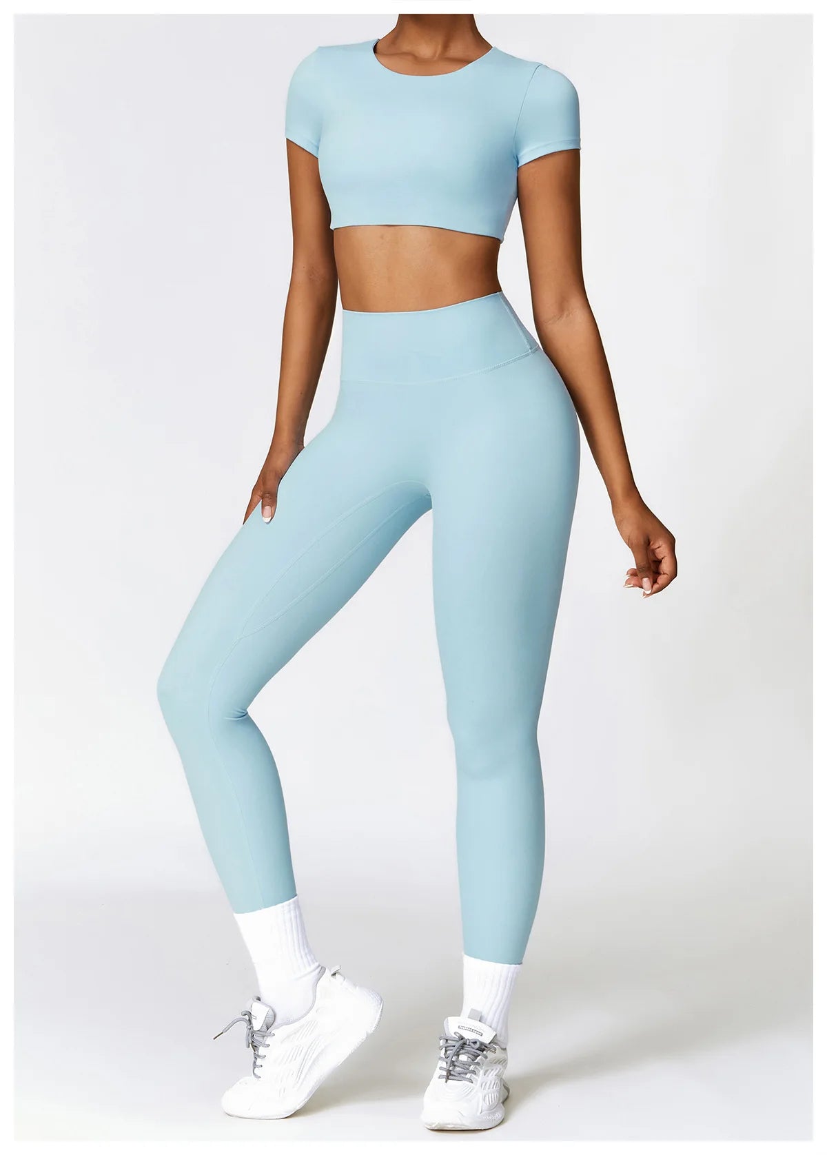 2PCS Seamless Yoga Set Women Workout Set Sportswear Gym Clothing Fitness Long Sleeve Crop Top High Waist Leggings Sports Suits