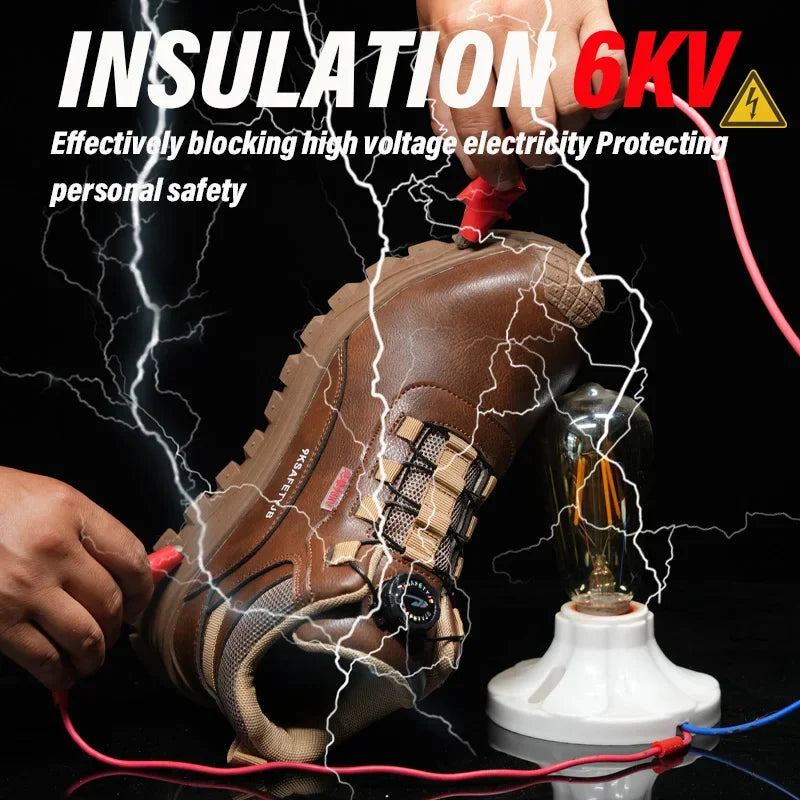 Zapatos de seguridad de 6 kV para hombre, modernos, con aislamiento, impermeables, antideslizantes, cómodos y transpirables.