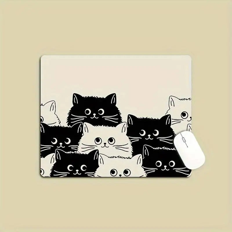 Alfombrilla de ratón con diseño de gato negro, pequeña, para oficina, escritorio de ordenador, teclado, alfombrilla grande para ratón, cojín para portátil, alfombrilla antideslizante para escritorio, decoración del hogar