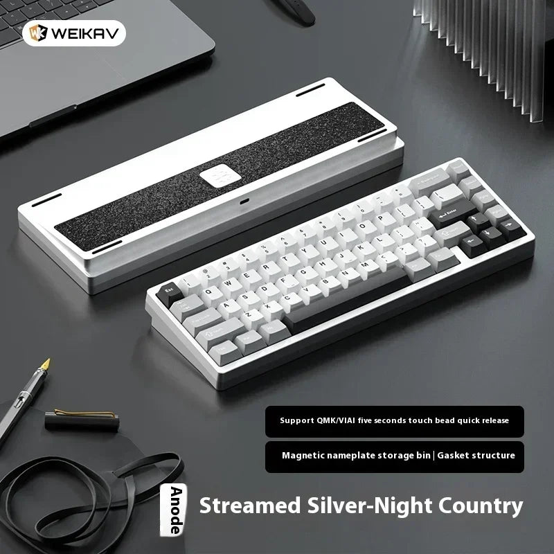 Teclado mecánico para juegos Weikav Lucky65 V2 RGB con junta intercambiable en caliente, estructura de 3 modos, aleación de aluminio, accesorio para PC