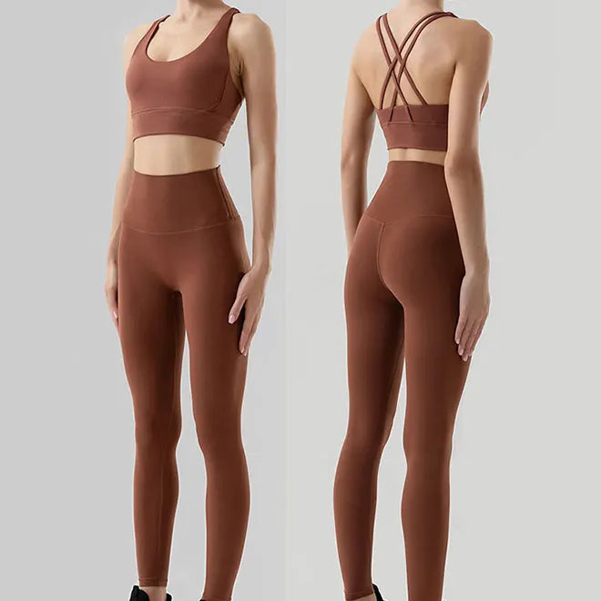 Women's Naked Feeling Sports Bra and Leggings Set - 2 Piece Gym Outfit for Fitness, Yoga Clothes Leggings and Tops Workout Suits