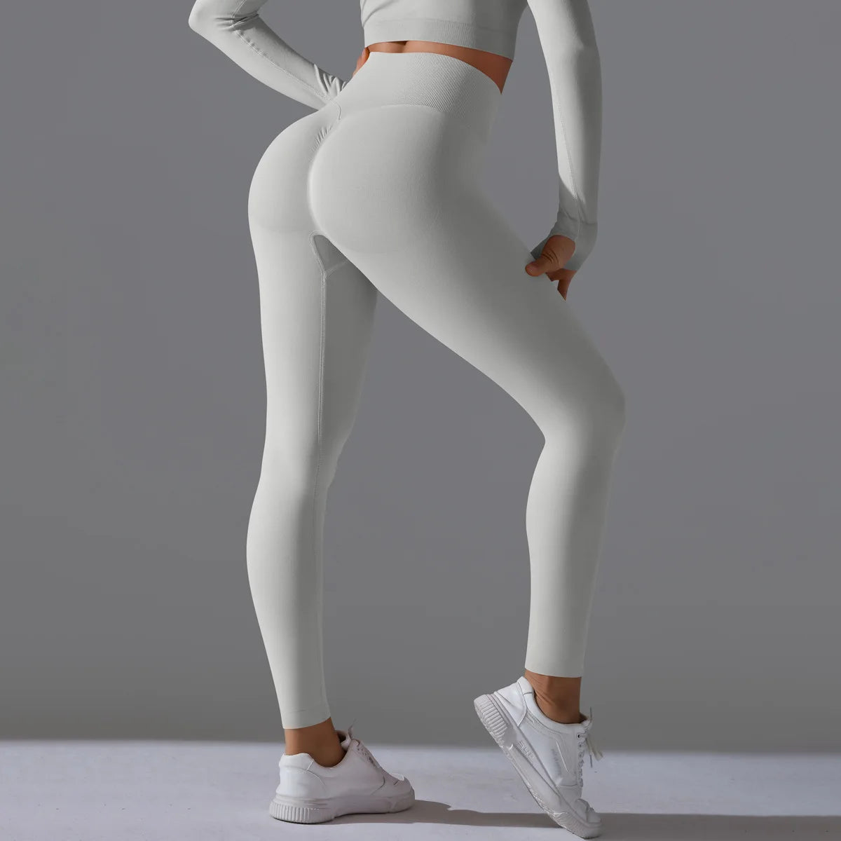 Leggings deportivos de yoga para mujer, sin costuras, cintura alta, elásticos, color sólido, para gimnasio, correr, secado rápido, realce y efecto moldeador.