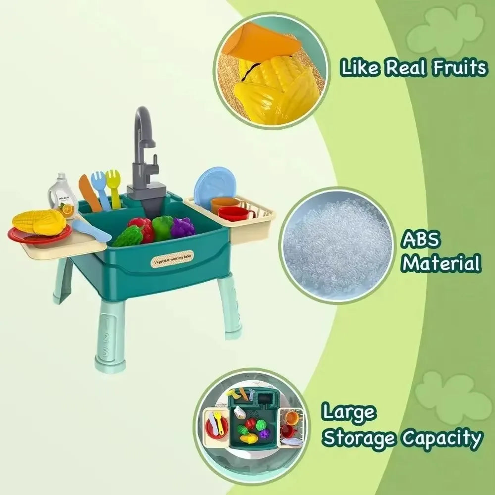 Juguetes para niños en casa, educación temprana, cocina, simulación, lavavajillas eléctrico, mesa, toma de agua, juguetes para lavar verduras