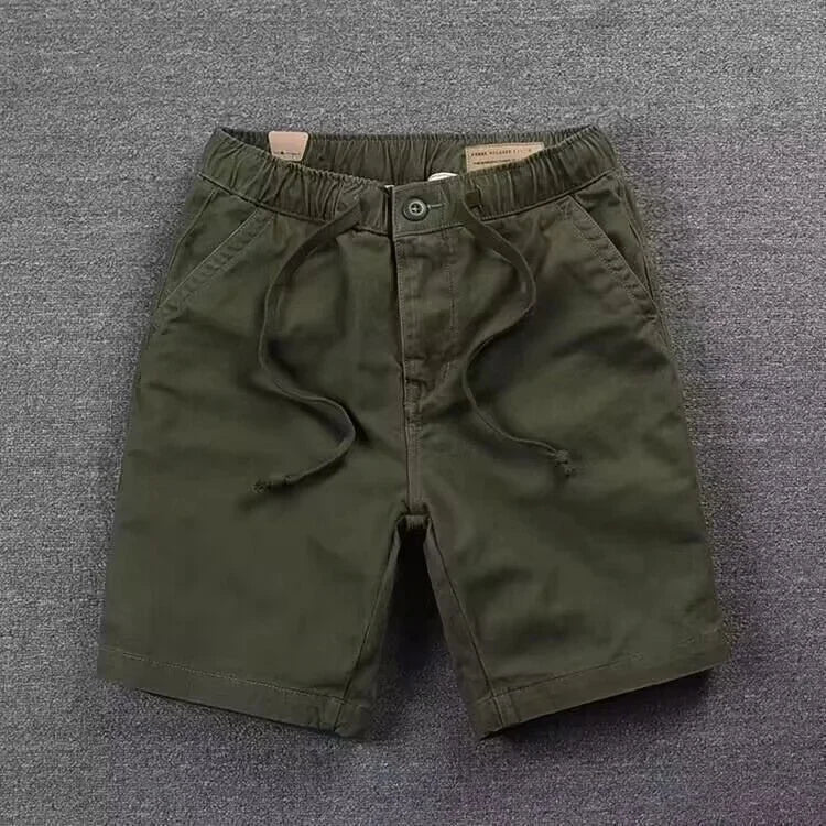 Pantalones cortos informales de trabajo para hombre, de verano, modernos, holgados, de pierna recta, de cinco cuartos, elásticos y lavados.