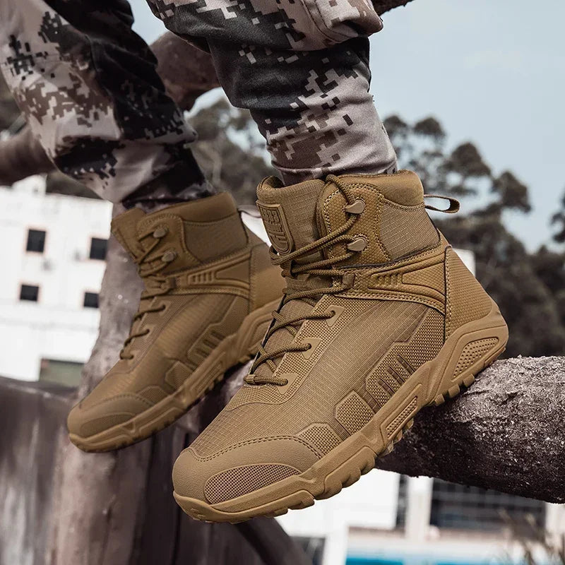 2024Men's Boots Outdoor Tactical mid-waist Boot Men's Hiking Shoes Non-slip Desert Combat Boots Men's Solid Color Snow Boots New