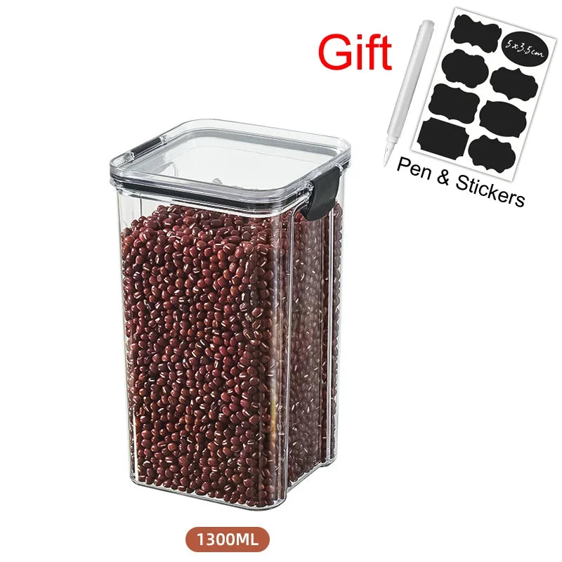Juego de contenedores de alimentos para mascotas, caja de almacenamiento de 460-1800 ml, transparente, apilable, para cocina, seco, para espaguetis y fideos, recipientes sellados.