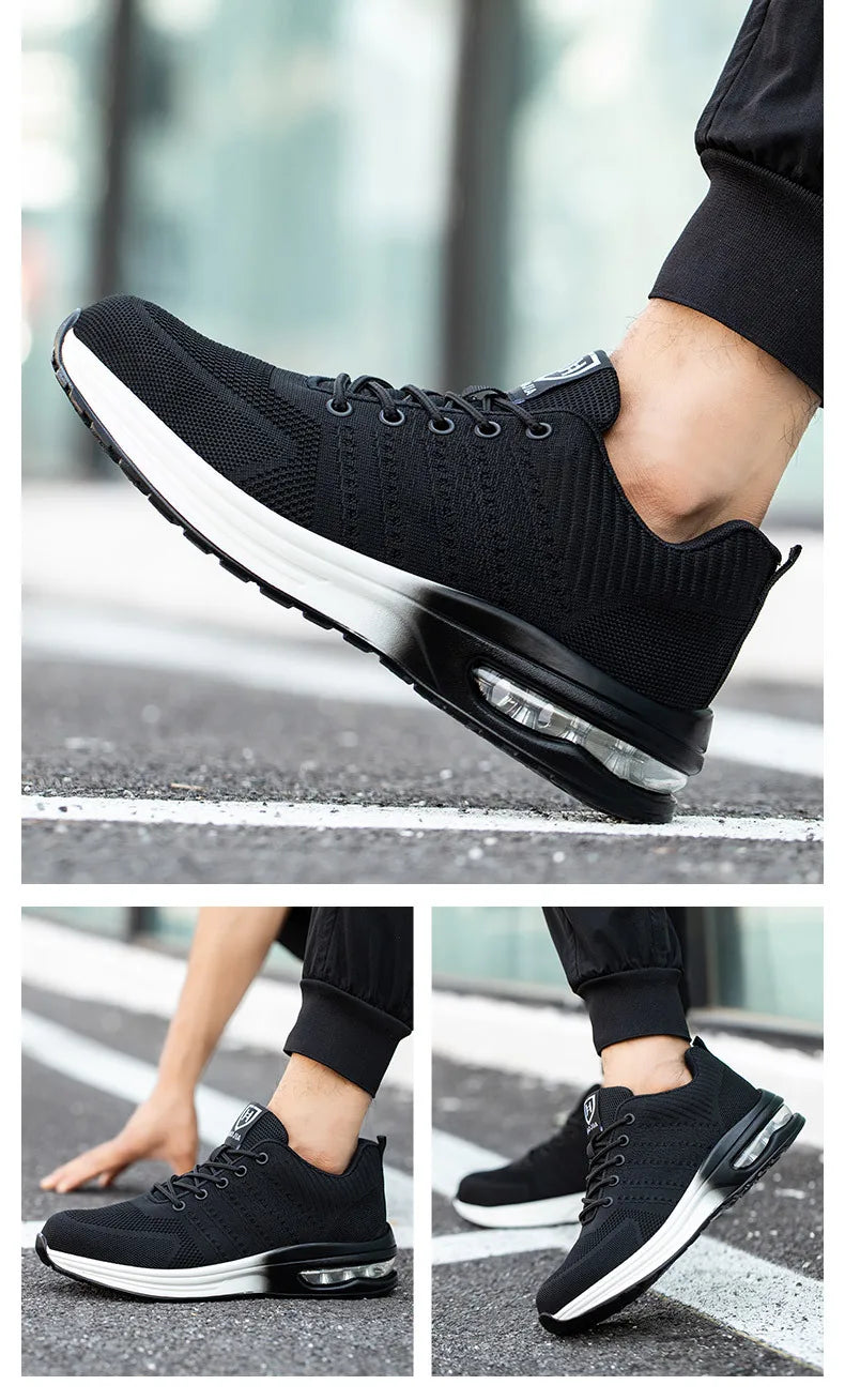 Zapatos de trabajo de protección anti-aplastamiento para hombres y mujeres, zapatos indestructibles anti-perforación, zapatos de trabajo con amortiguación de aire, zapatos de seguridad con puntera de acero para hombre.